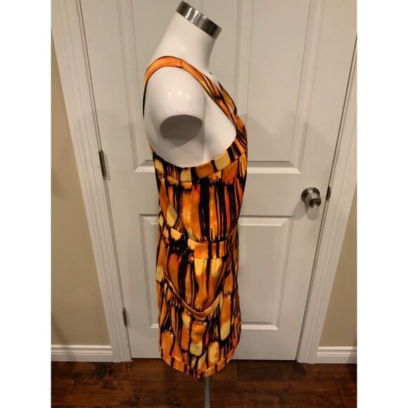 Michael Kors Orange & Black Flame Sheath Dress, Size 8 - Picture 4 of 7